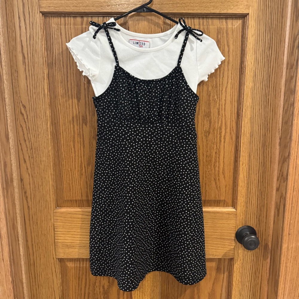 Limited Too Layered Y2K Dress Black Micro Floral Tie Strap Babydoll M (10)